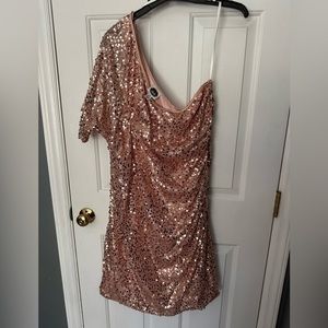 One-shoulder Sequined Party Dress